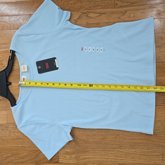 LEVIS SIGNATURE WOMEN'S LIGHT BLUE RIBBED SUMMER SHORT SLEEVE TEE-SHIRT XL - Picture 9 of 12